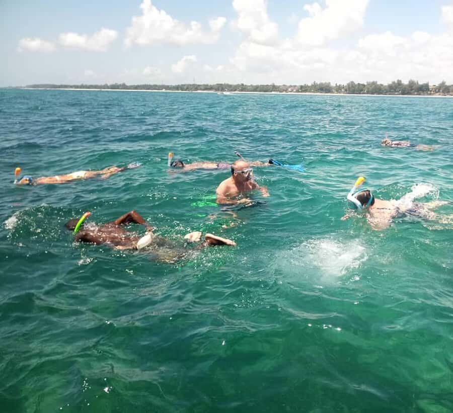 Diani Beach: Glass-Bottom Boat Cruise to Robinson Island - Captain underwater show: the part people remember